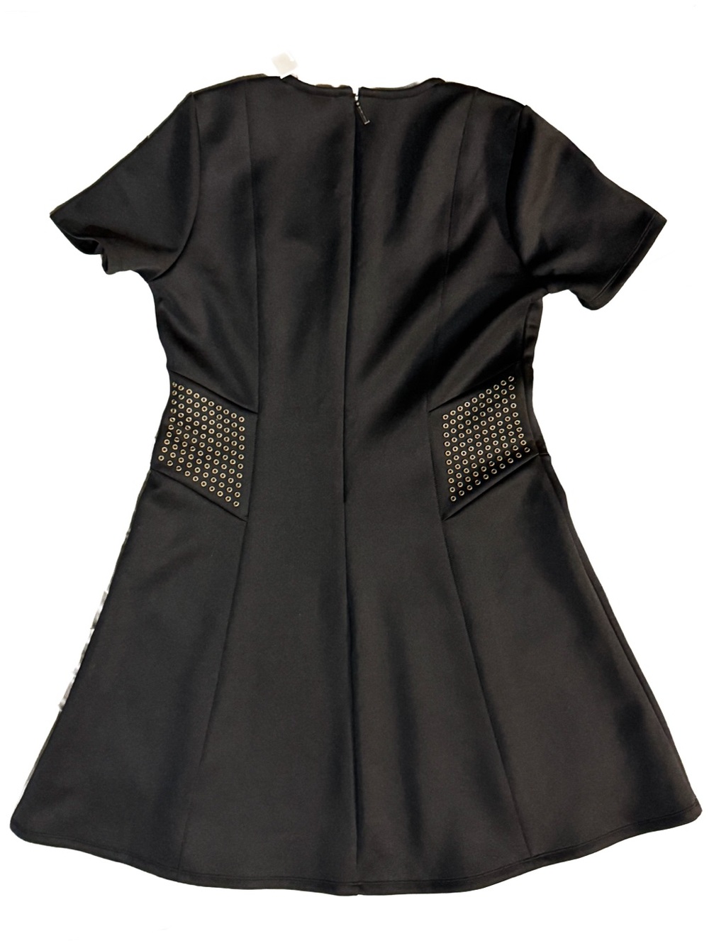 NWT MICHAEL Michael Kors Black Scuba Fit & Flare Studded Dress Size Medium M New - Picture 5 of 15